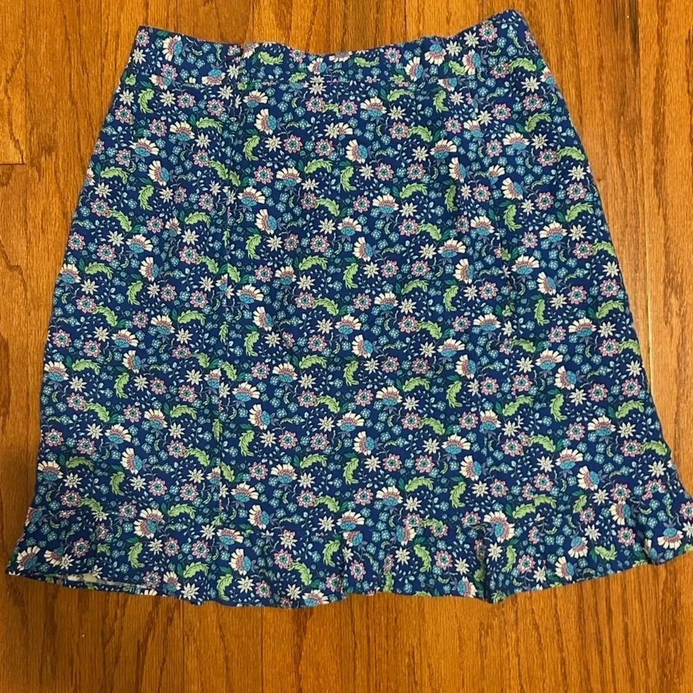 LOFT Linen Blend Blue Floral A-Line Mini Skirt Size 12
